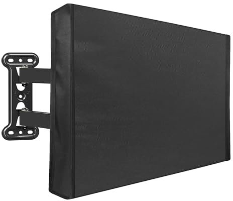 nonmon Funda para TV Exterior 40-42 Pulgadas, Cubierta 600D Oxford con Revestimiento de PU y Bolsillo para Control Remoto, Protector de pantalla Resistente al Agua y al Polvo - Negro