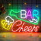 LightingWill Bar Cheers Neon Sign, Dimmable Neon Bar Sign for Wall Decor, USB Powered LED Neon light Sign for Man Cave, Home, Store, Cafe, Pub, Club, Beer Bistro Party, Hotel Decor, Gifts