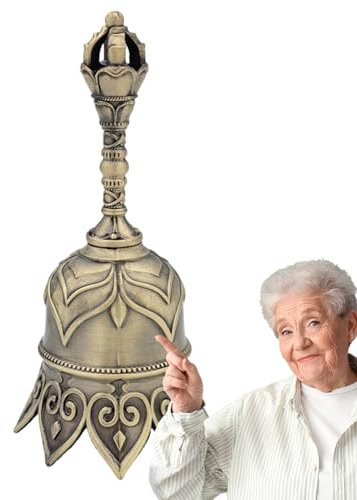 GjnjfdF Kuhglocke - Antik Messingglocke Mit Lautem Klang - Handgefertigte Metall-Messing-Dekoration Mit Zierrassel Für Hochzeit Kirche Schule Restaurant Garten