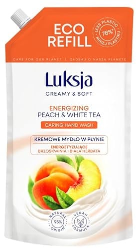 Cremige Flüssigseife LUKSJA, Pfirsich, Nachfüllpackung 900ml, Hand Handseife, Hände Waschen, Handwaschseife