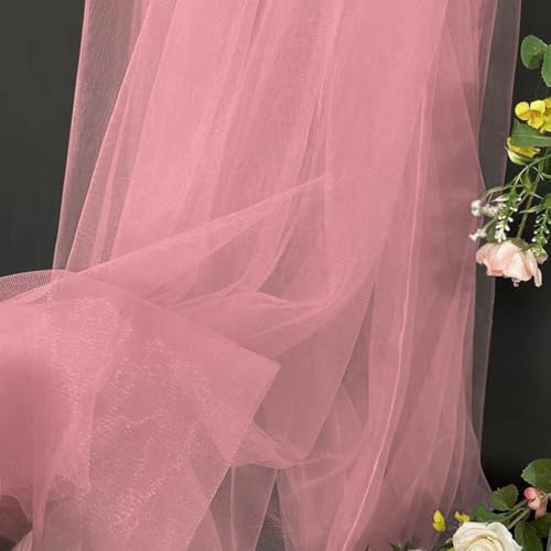 YNNHUDEEP Tüllstoff Rosa Organza Stoffe, 5 m x 160 cm, Tüll Meterware | für DIY Tisch Party Torbogen Hochzeit Decoration Tüllrock Schleier