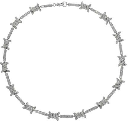 Set unisex con collana e bracciale in filo spinato, stile hip hop, idea regalo per abbigliamento quotidiano audace, 50 cm (Necklace)