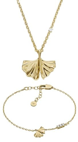 Emporio Armani Damen Goldfarbener Messing Halskette und Armband, Set
