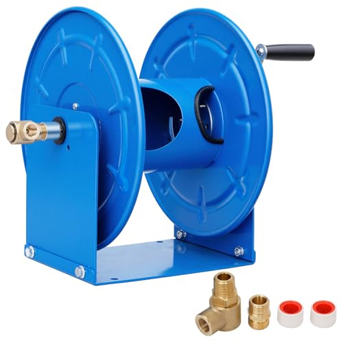 Avvolgitubo per idropulitrice ad alta pressione, 200 m x 0,6 cm, avvolgitubo in acciaio resistente per idropulitrice 30 m x 3/8 con giunto rotante, 4500 PSI, manovella per rimorchio/parete/montaggio