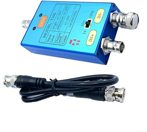 Sonde différentielle d'oscilloscope 1 x 100 x, signal de bande passante 10 MHz, faible bruit CMRR pour mesure de courant faible, rechargeable USB-C