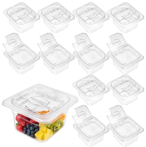 OGMBI 12 Pack GN 1/6 Gastronorm Pans with Lid, 10cm Deep Plastic Containers