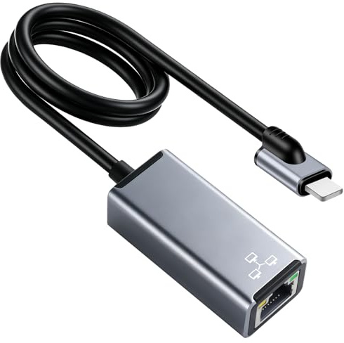 Lightnning auf Ethernet Adapter, [ MFi-Zertifiziert] Lightnning zu RJ45 Netzwerkadapter, LAN Adapter 100 Mbit/s High Speed, Plug & Play für iPhone/iPod