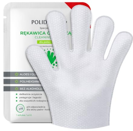 POLIDERM® REINIGUNGSHANDSCHUH Hundereinigungshandschuh, Sanfte Fellpflege ohne Wasser für Hunde & Katzen Einweghandschuhe zur Reinigung von Hunden