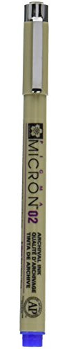 SAKURA Pigma Micron 02 Fineliner - 0,30 mm Blau - Wasserfeste Archivtinte mit Metallhülse