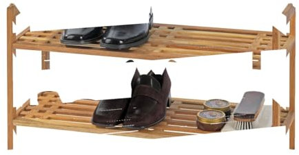 WENKO Etagère Chaussure bois, rangement chaussure bois, modulable, 69 x 40.5 x 27 cm