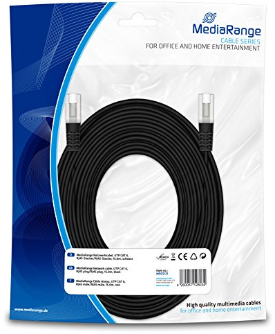 MediaRange Netzwerkkabel, UTP CAT 6, RJ45/RJ45, 15.0m, schwarz