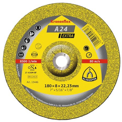 Klingspor 13446 A 24 EX, Schleifscheibe für handgeführte Maschinen, Verpackungseinheit 10, 180X8X22,23, 10