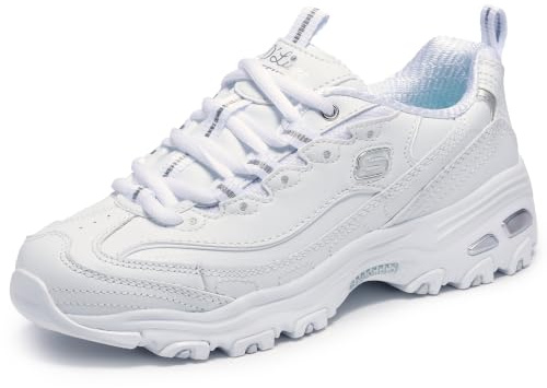 Skechers womens D'lites Fresh Start Wide Fashion Sneaker, White, 7.5 Wide US