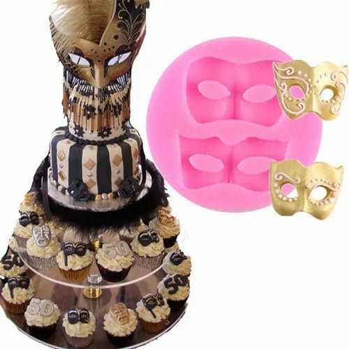 anyana Masquerade Maske Silikon für Fondant, Kuchen dekorieren Teig Gum Werkzeug Gebäck Küche Werkzeug Zucker Paste Backform Cookie Gebäck