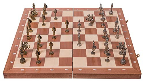Square - Schach Schachspiel - Emirates - Schachfiguren aus Metall - Schachbrett aus Holz