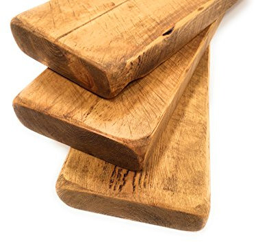 Handmade Floating Wood Shelves English Oak Colour Wall Mounted Rustic Reclaimed Style Chunky 3 Pack 100cm