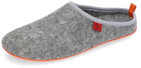 Andrés Machado - Hausschuhe für Damen - Sommer Winter - Dynamic – Unisex Pantoffeln Slipper – Wolle und Filz – rutschfeste Gummisohle und herausnehmbares Fußbett - Grau Orange EU 41