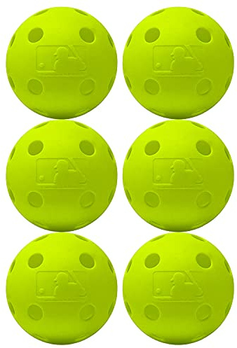 Franklin Sports plastbasebollar – Indestruct-A-Ball plastslagträ övningsbasebollar – plastträningsbollar – MLB officiell storlek – gul – 6-pack