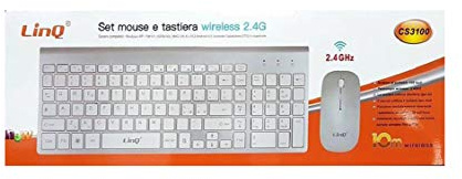 KIT TASTIERA + MOUSE WIRELESS LINQ CS3000 SILVER/BIANCO CON TASTIERINO NUMERICO
