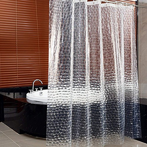 YIQI Duschvorhang für Badezimmer, transparent, Wasserwürfel, 3D, wasserdicht, schimmelfrei, mit 12 Ösen und Haken aus Kunststoff, für Dusche oder Badewanne zu Hause, 180 x 180 cm