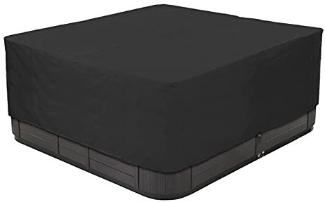 AMGJ Housse pour Bain à Remous Carré, Bache de Protection pour Spa Piscine en Tissu Oxford 210D de Jardin, Imperméable Anti-poussière Anti-UV Plusieurs Tailles au Choix,Noir,231x231x90cm