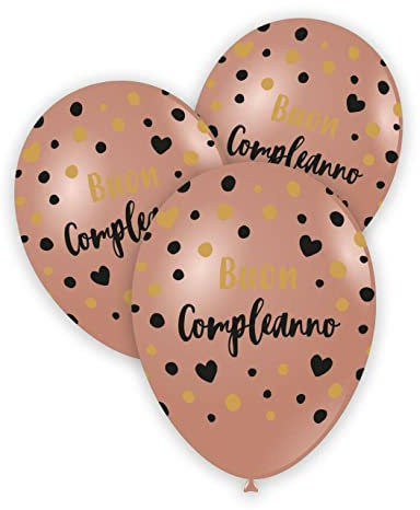 Pall. 1213 Rosa Gold st. Nero e Oro globo Buon Compleanno