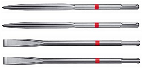 Hilti TE-CX SM/FM 25 Chisel Set, Pack of 4 (2 Pointed, 2 Flat) SDS Plus self-Sharpening Chisel bits for Demolition of Concrete and Masonry, Dimensions: 250 mm Long (282311)