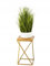 HowHomely Blumenständer Metall 40 cm Hoch - Blumenhocker mit Eiche Optik MDF-Platte auf Gold Ständer - Pflanzenständer im Loft-Stil für die Innendekoration