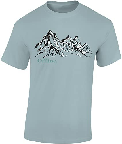 Wander Tshirt Herren : Offline - Kletter T-Shirt Männer - Geschenk für Wanderfreunde - Bergsteiger Ausrüstung (Ice Blue L)