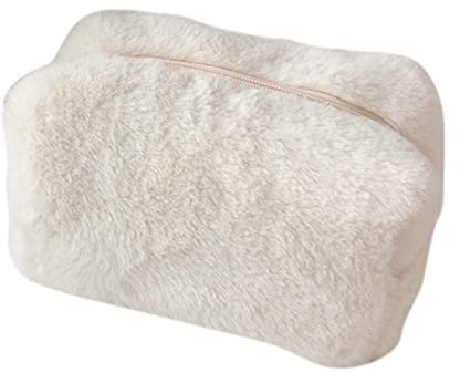 Cymwer Federmäppchen, großes Fassungsvermögen, niedlich, flauschig, for Kosmetik, Stifte, Aufbewahrungstasche for Studenten, Mädchen, Erwachsene, weiß