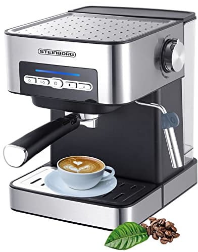 Steinborg Espressomaschine | Siebträgermaschine | 15 Bar | Siebträger Kaffeemaschine | mit Milchaufschäumer | Cappuccinomaschine | 1,6 Liter Wassertank