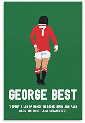 George Best Sportman Kunstdruck auf Leinwand, Poster, Wandkunstdruck, moderne Dekoration, 30 x 45 cm