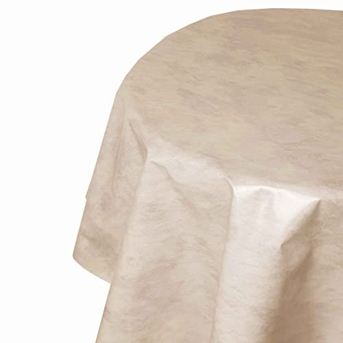 Wachstuch Wachstischdecke Tischdecke Gartentischdecke Breite & Länge wählbar Leicht Marmoriert Beige Creme Rund 80 cm abwaschbar