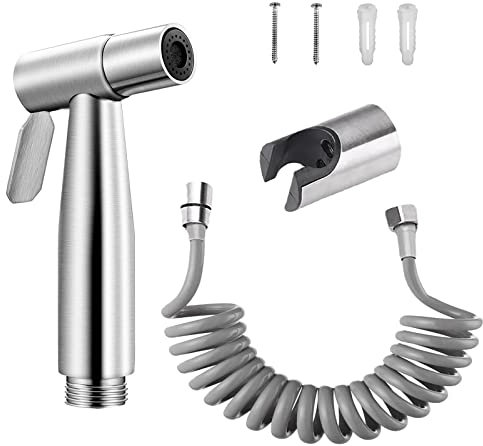 Douchette à main en acier inoxydable pour bidet,Ensemble de douchette à main,pulvérisation réglable, facile à installer,Toilette à tuyau et crochet ou bidet mural en acier inoxydable