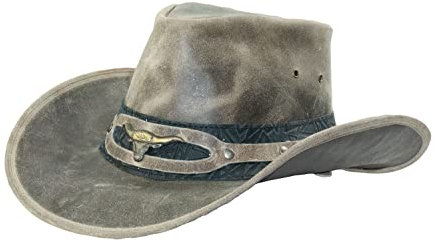 Black Jungle Ontario Outdoor Western Lederhut Australien Cowboy Lederhüte Reiterhut Unisex (as3, Alpha, s, Charcoal/Schwarz)