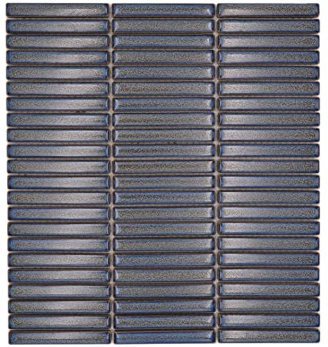 Mosaikfliesen KitKat grau-blau glänzend Matte: 28,2x30,8 cm, Mosaikstein: 12x92x8mm WAND DUSCHE BAD KÜCHE