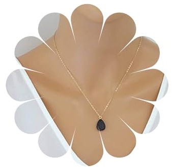 Alleryae Vintage Teardrop Vulkanische Halskette Lavastein Halskette Schwarzer Lavastein Anhänger Halskette Natürliches Vulkanisches Gestein Choker Halskette Schmuck Für Frauen Und Mädchen