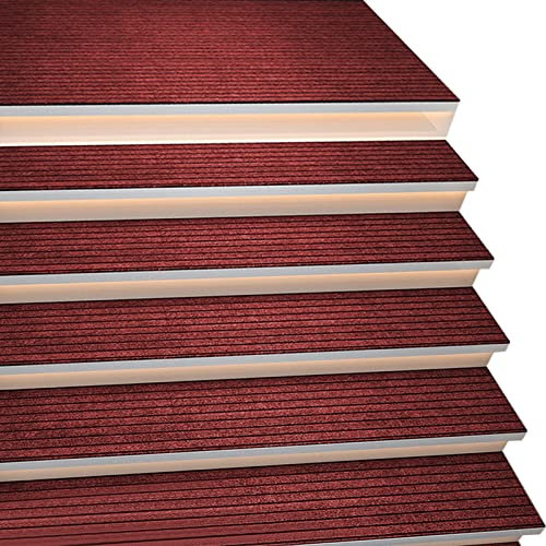 RRNAR Stufenmatten, Trittfläche, Treppenteppich mit rutschfeste Unterseite aus PV-Gummi, Kein Kleber notwendig, Verdicken Stumm Stufenteppich für außen innen,Rot,30x100cm(2PCS)