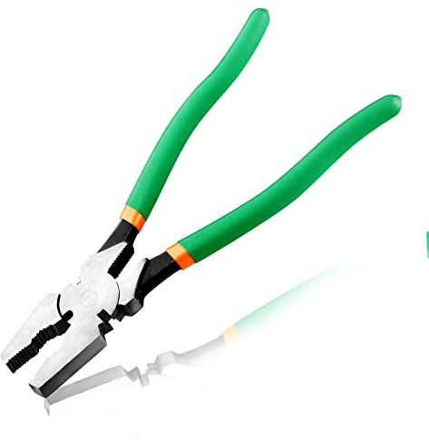 LEONTOOL 11.5 Inches Fencing Pliers Fence Pliers Tool Flat Nose Fence Tool with Wire Cutters Heavy-Duty Multi-Purpose Fence Pliers for Installing Maintaining Repairing Wire Fences