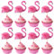 50 Stück 3D Flamingo Tortendeko, Tropical Aloha Luau Cupcake Toppers Summer Flamingo Kuchen Deko Hawaiian Beach Cupcake Dekorationen für Baby Dusche Geburtstag Hochzeits Party Rosa