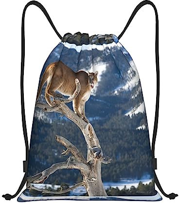 Panther Mountain Lion Rucksack mit Kordelzug, verstellbar, leicht, für Reisen, Aufbewahrung, Sport, Schwarz , M