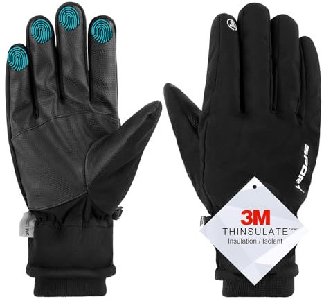 Tarana Winterhandschuhe,Skihandschuhe,Touchscreen Thermohandschuhe Wasserdicht,Thinsulate Warme Winddicht Fahrradhandschuhe,Herren Damen,für Skifahren,Laufen, Radfahren, Wandern-M