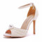 Crystal Queen 10,5 cm volle Perlen Stiletto Heels Sandalen Peep Toe Braut Hochzeit Party Abendkleid Schuhe Damen Knöchelriemen Sandalen, Beige, 10,9 cm, 42.5 EU