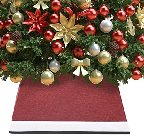 ZEYUAN Weihnachtsbaumrock, Deko Weihnachtsbaum, Baumdecke Weihnachtsbaum, Christbaum Decke, Rot und Weiß 48x48x25 cm