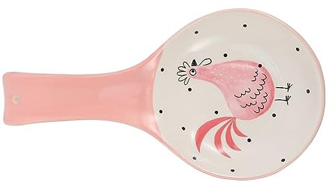 Cabilock Ceramic Spoon Holder Kitchen Spoon Rest Cooking Utensils Stand 9.6X4.7 Inch Pink Cutlery Rack for Table Decoration