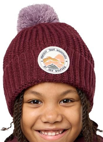 Jack Wolfskin Unisex Kinder Pompom Badge K Beanie-Mütze, Boysenberry, S EU