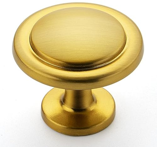 Ravinte 10 Stück Schrankknöpfe Gold Schublade Knöpfe 32mm Küche Knöpfe für Schränke Single Hole Cabinet Hardware Knöpfe für Schränke und Schubladen Closet Türknöpfe