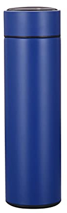 HUIOP Insulated cup lid,17oz Vacuum Insulated Coffee Mug Double Walled Water Bottle with LED Temp Display Removable Filter Travel Slim Coffee Cup, Blue