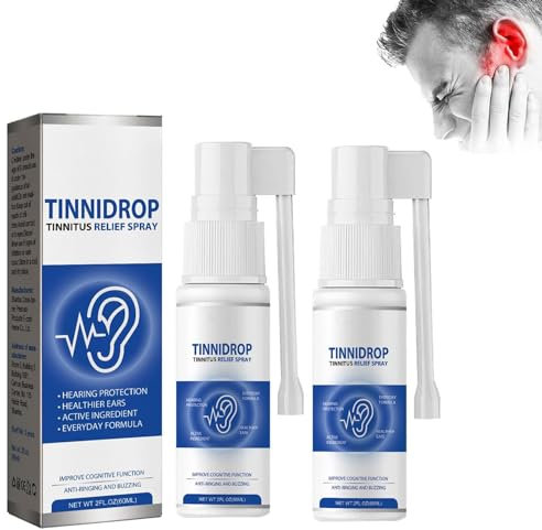 Tinnidrop, spray per sollievo dall'acufene, sollievo per l'acufene per orecchie e cerume per la pulizia delle orecchie, per alleviare l'acufene e la schiena (2 pezzi)
