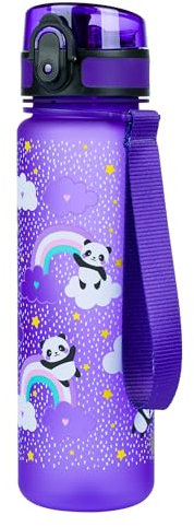 Baagl Gourde anti-fuite pour enfants, 500 ml, bouteille d'école et de sport, pour garçons et filles, en Tritan, (panda de la jungle)